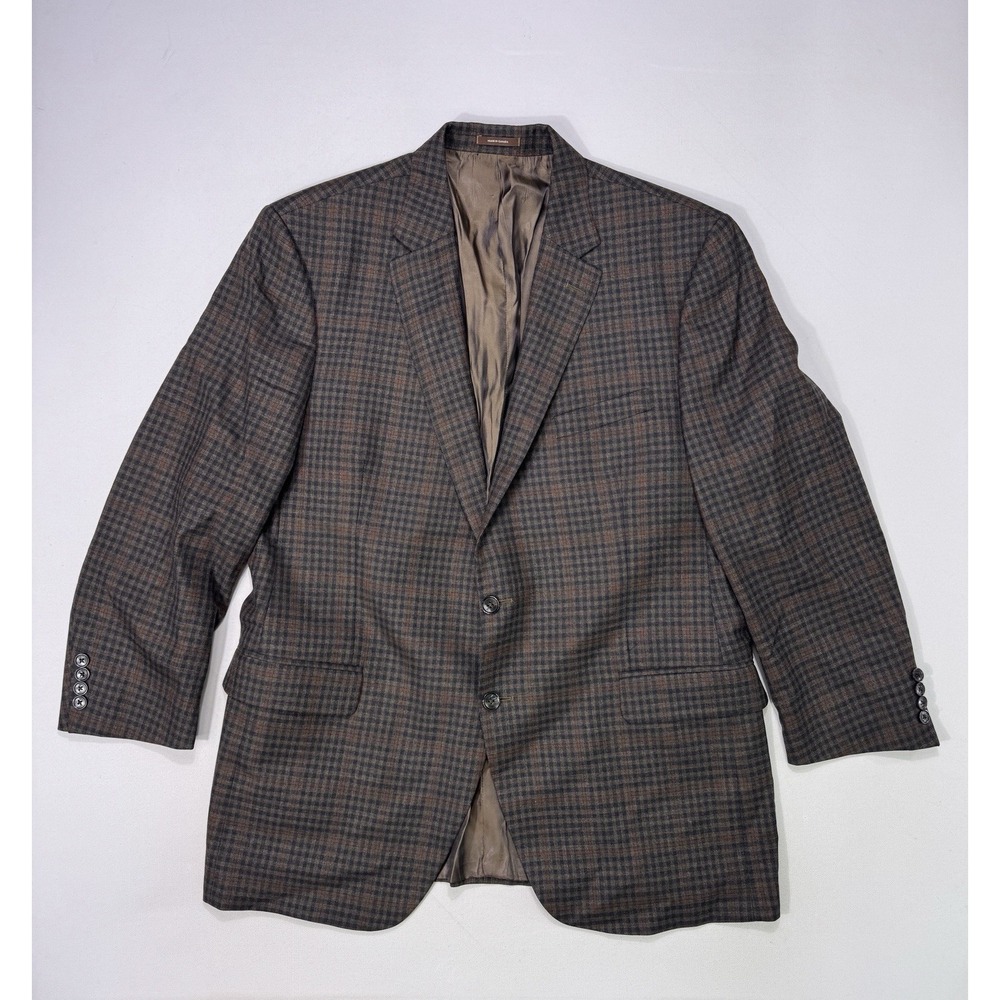 Peter Millar Sport Coat 46T Brown Plaid Loro Piana Super 120s Wool Blazer Jacket